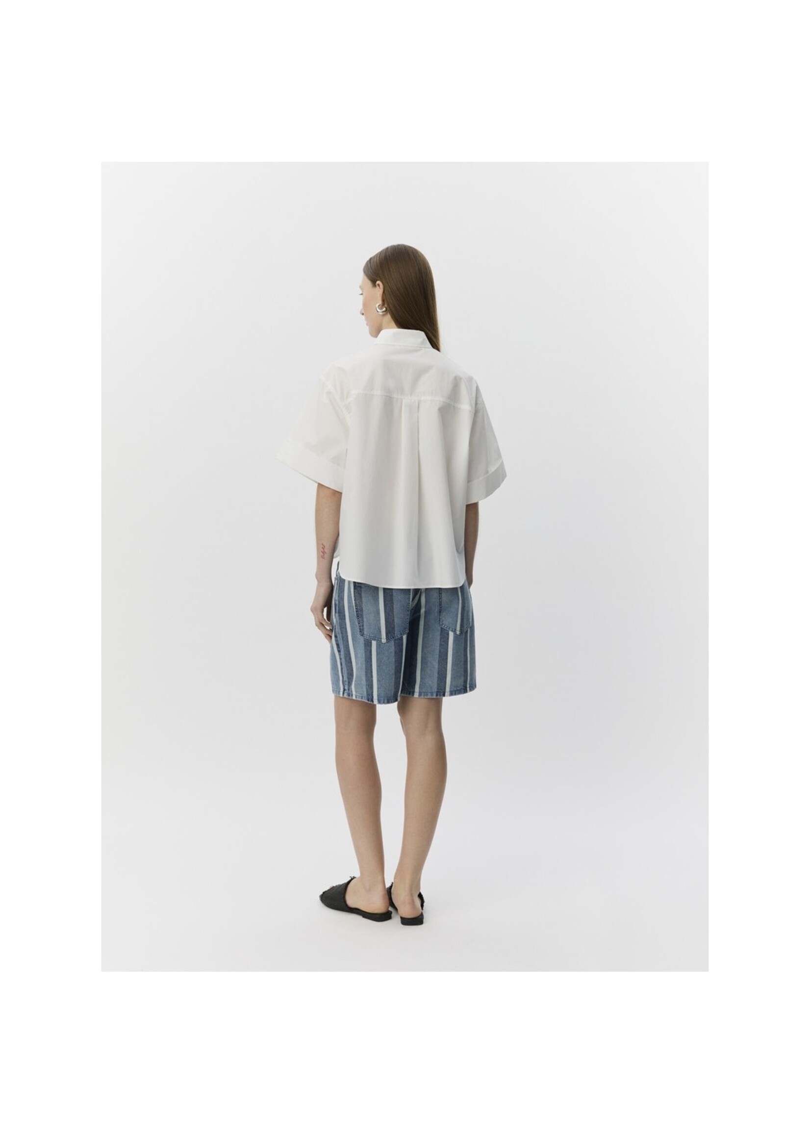 SOFIE SCHNOOR SS OZILASW STRIPED  BLUE DENIM SHORTS