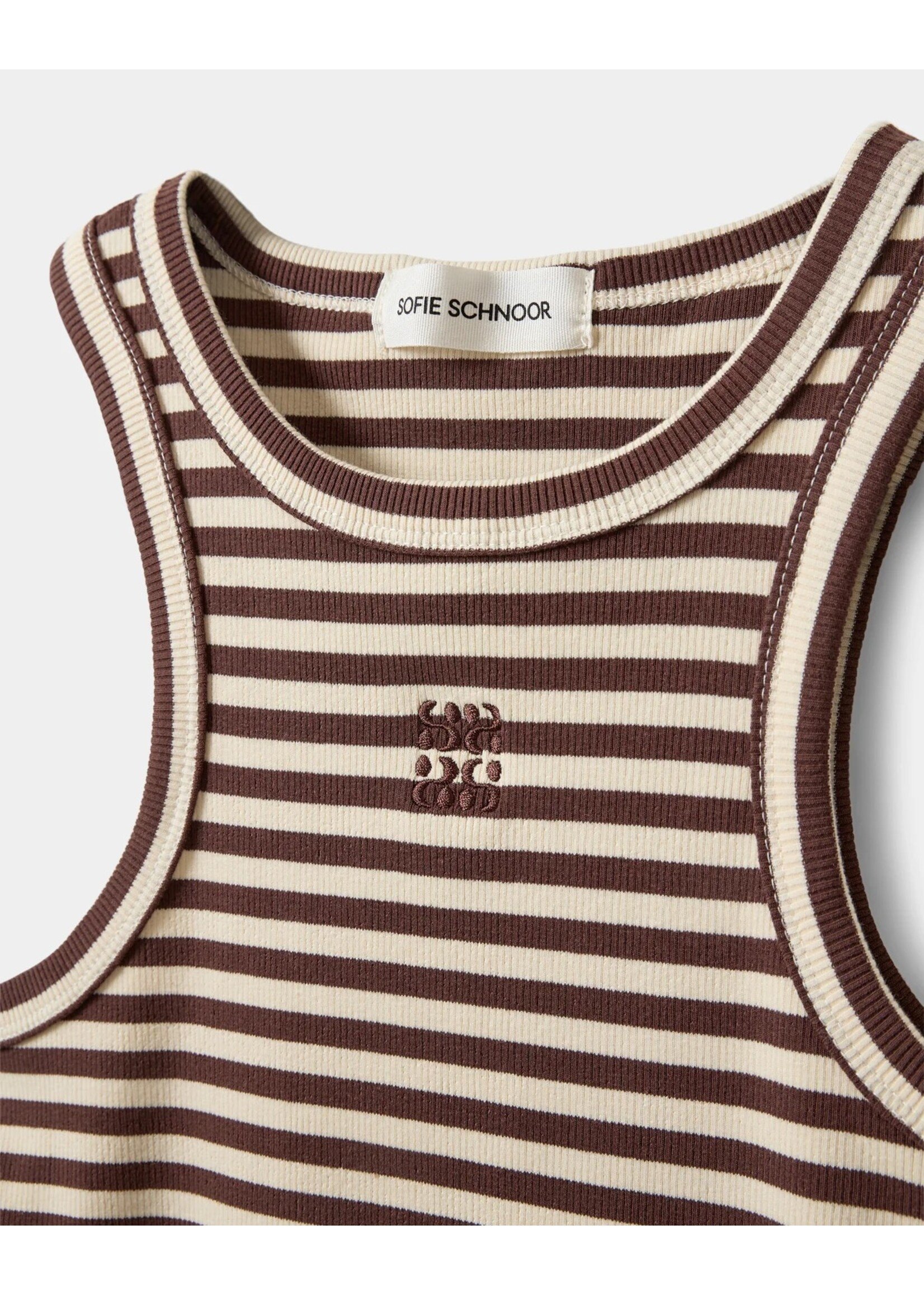 SOFIE SCHNOOR SS BECASW  BROWN STRIPED RIB TANK TOP
