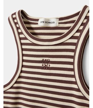 SOFIE SCHNOOR SS BECASW  BROWN STRIPED RIB TANK TOP