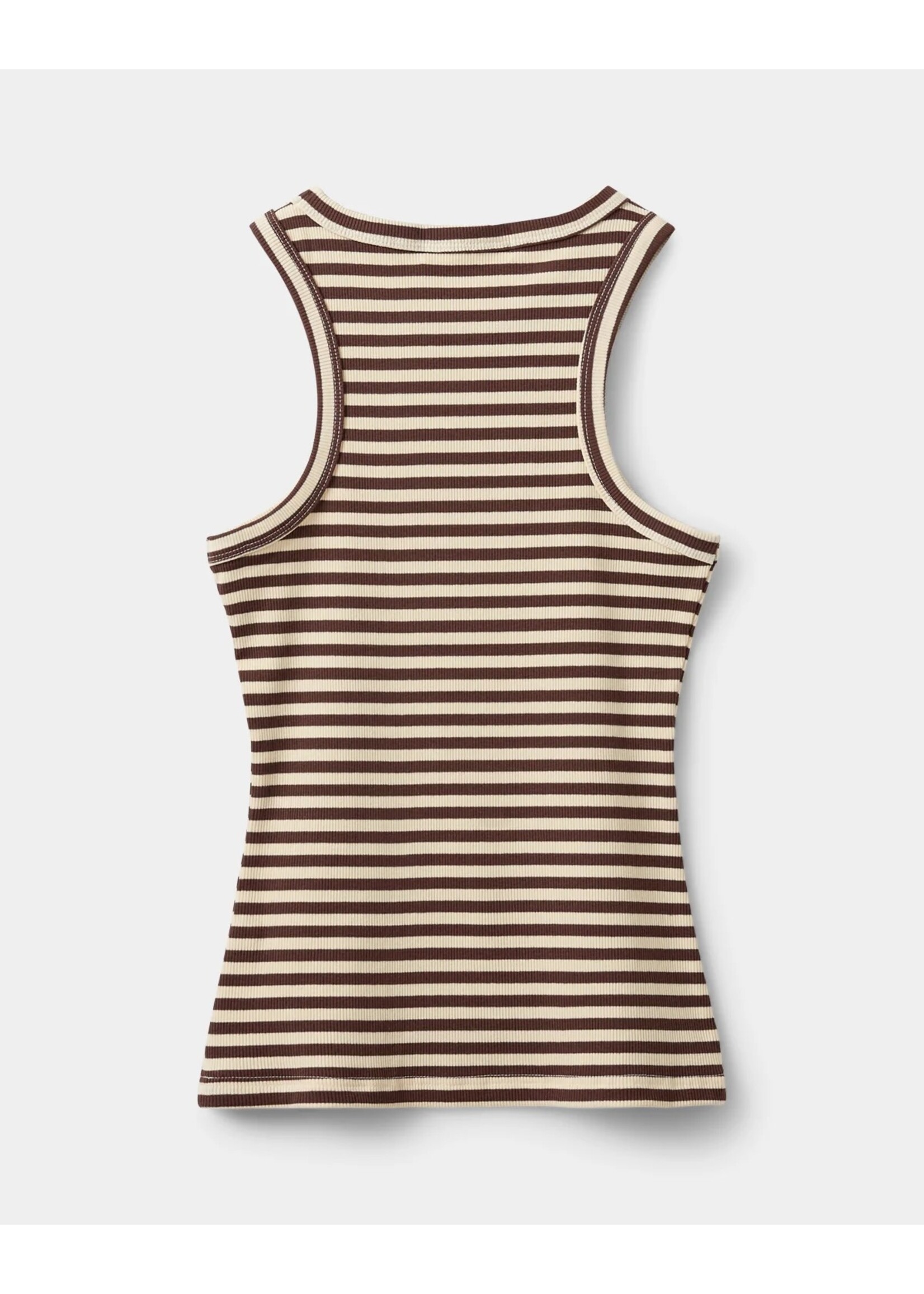 SOFIE SCHNOOR SS BECASW  BROWN STRIPED RIB TANK TOP