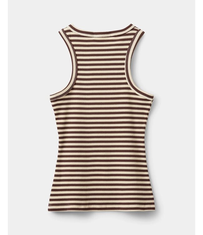 SOFIE SCHNOOR SS BECASW  BROWN STRIPED RIB TANK TOP