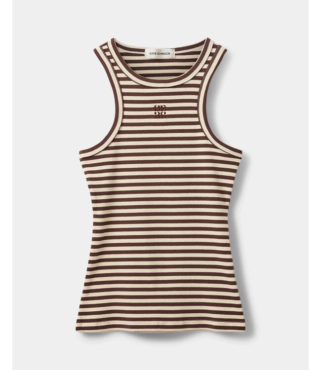SOFIE SCHNOOR SS BECASW  BROWN STRIPED RIB TANK TOP