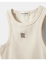 SOFIE SCHNOOR SS BECASW STRIPED RIB TANK TOP CREAM WHITE