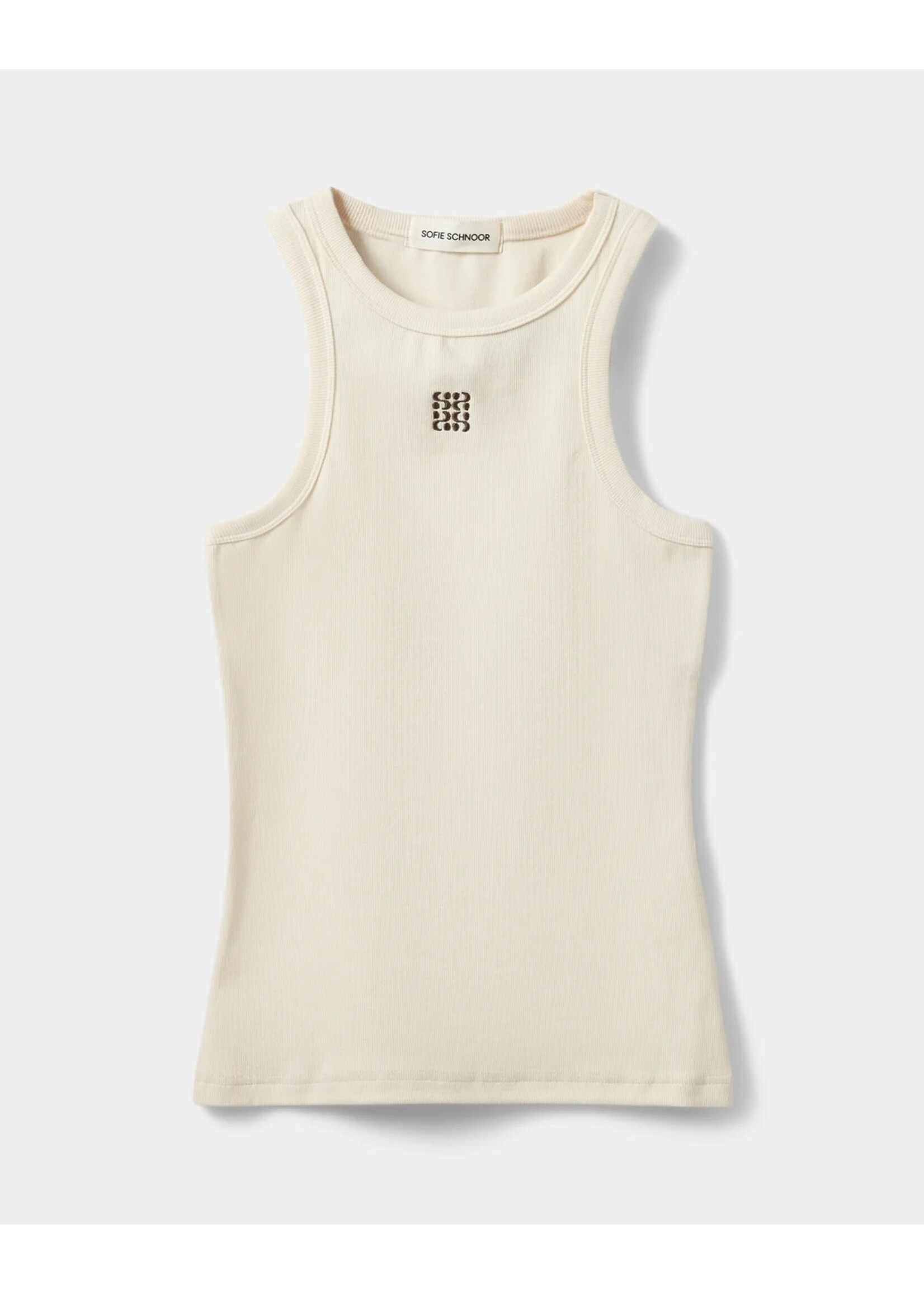 SOFIE SCHNOOR SS BECASW STRIPED RIB TANK TOP CREAM WHITE