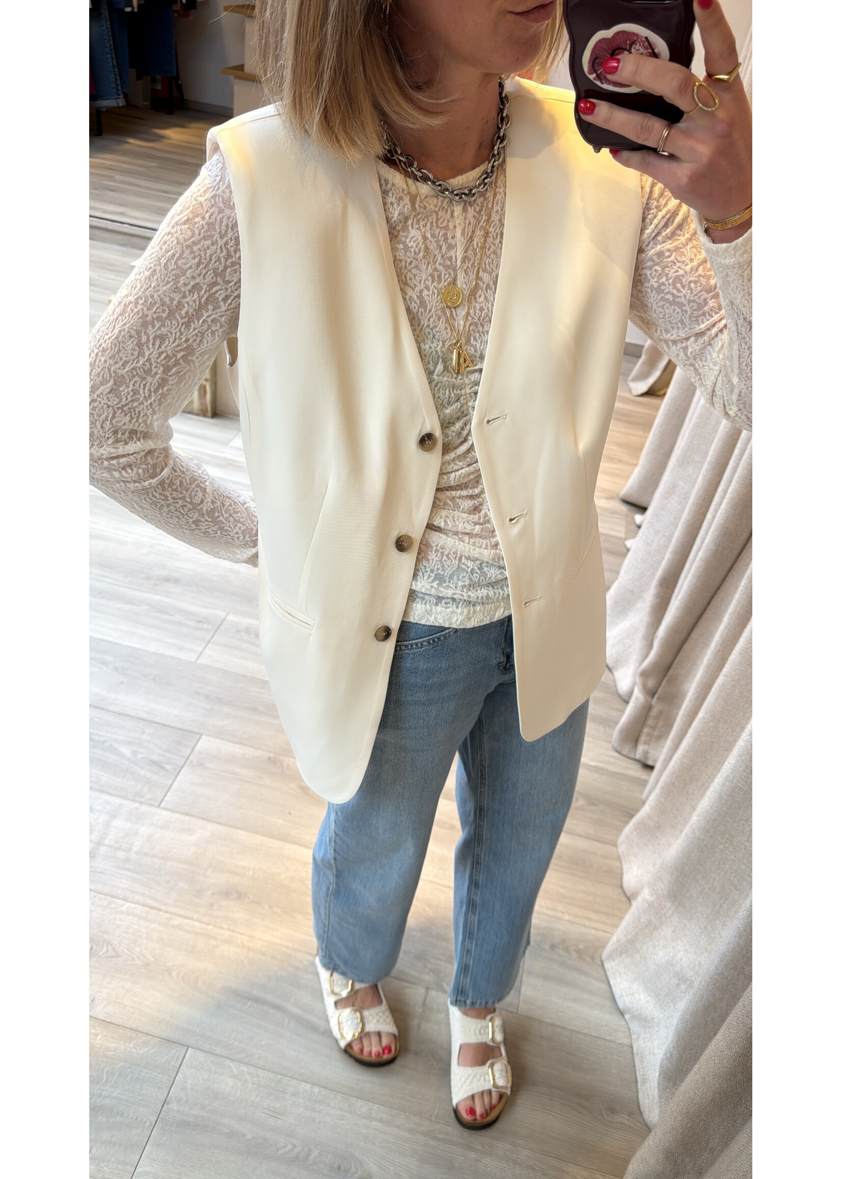 SELECTED FEMME SLFELLIE SL VEST EGRET