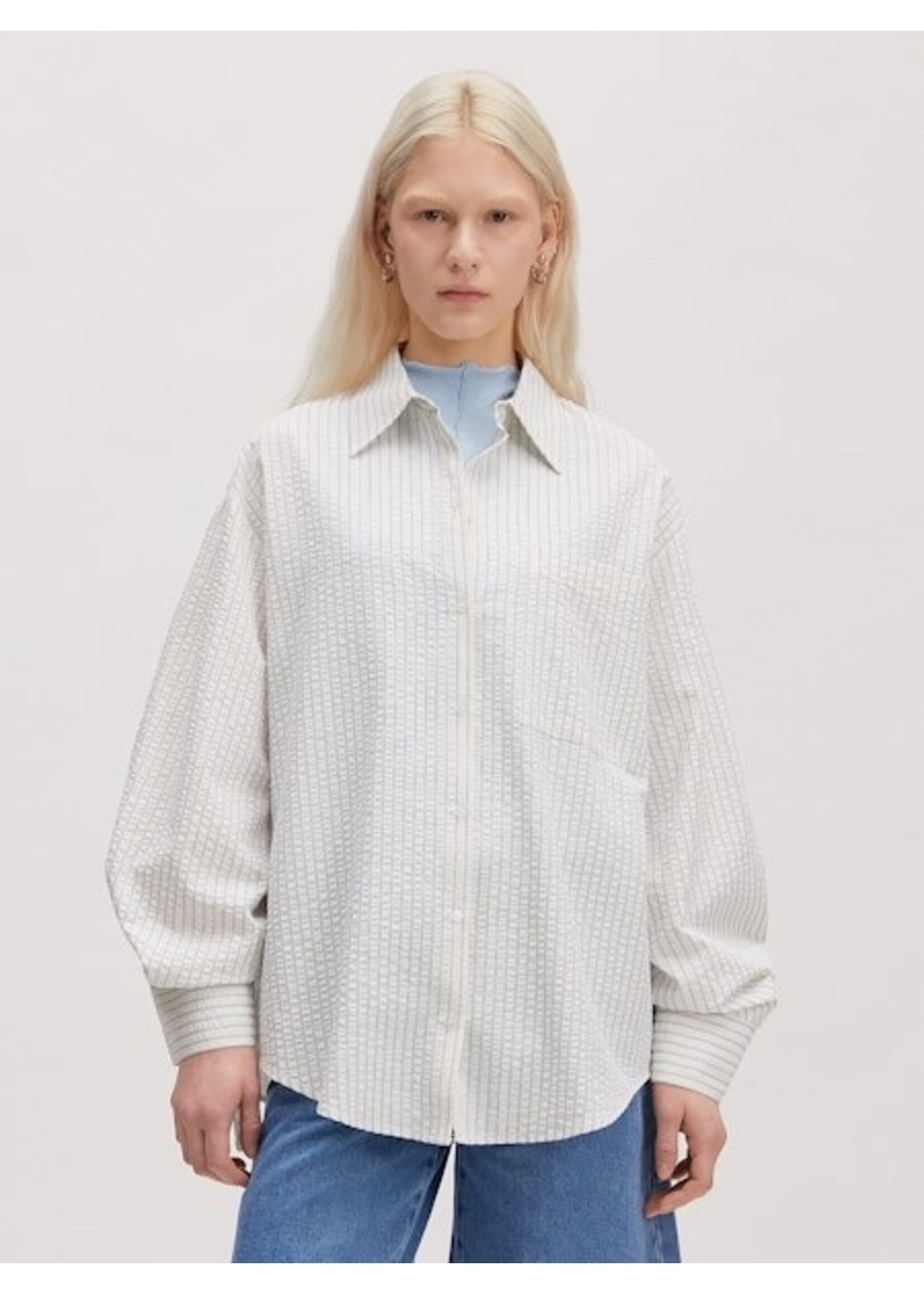 EDITED ED HANNI SHIRT LS STRIPE CREAM/BLUE