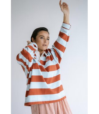 HELD HE EMILE POLOSWEATER RUST/BLUE