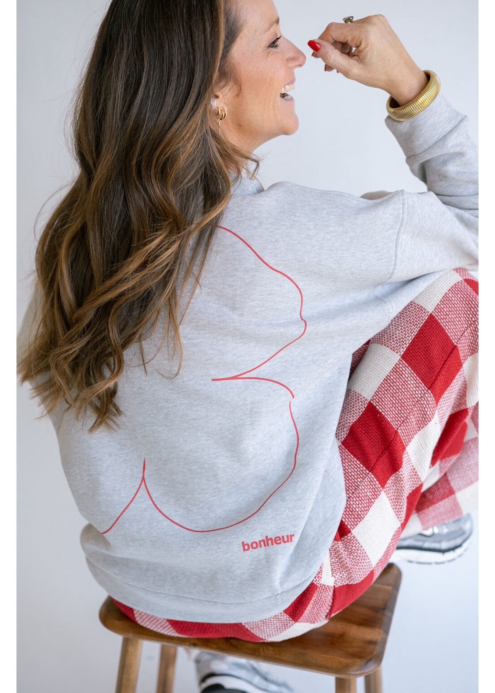 HELD HE ALBA SWEATER GREY BONHEUR RED
