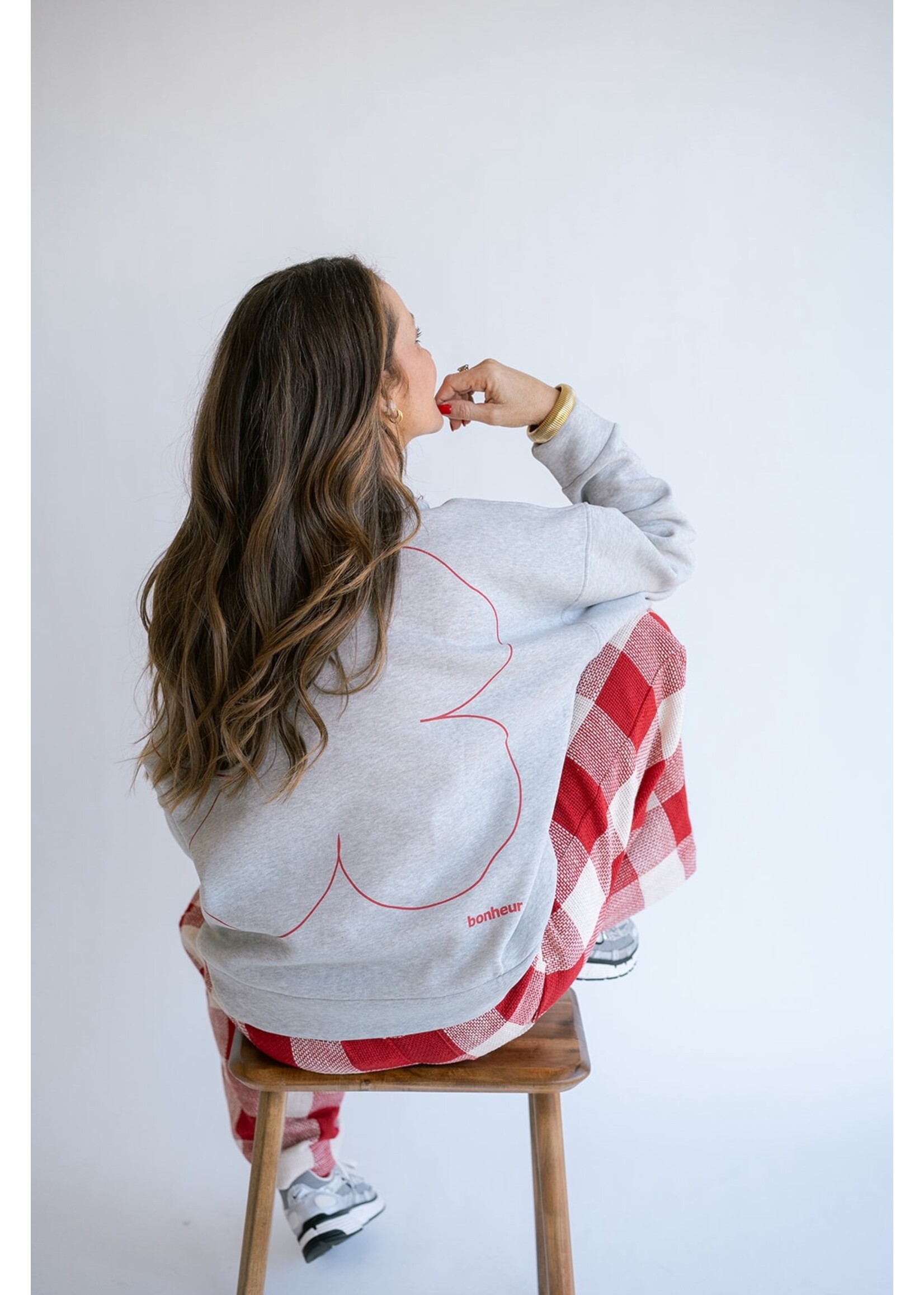 HELD HE ALBA SWEATER GREY BONHEUR RED