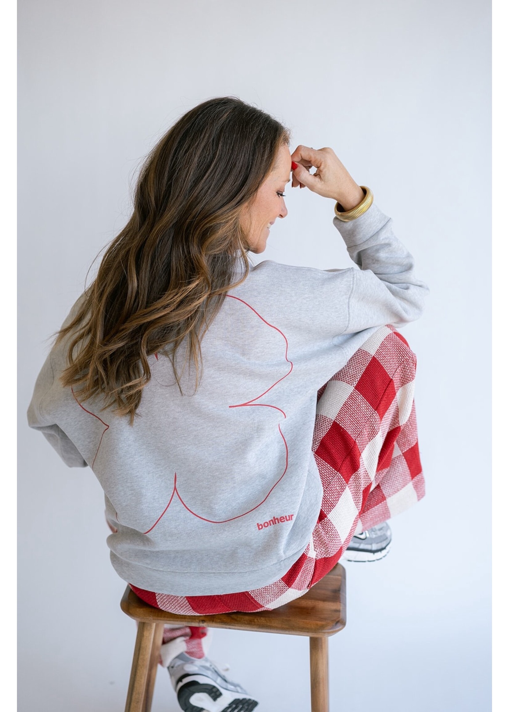 HELD HE ALBA SWEATER GREY BONHEUR RED