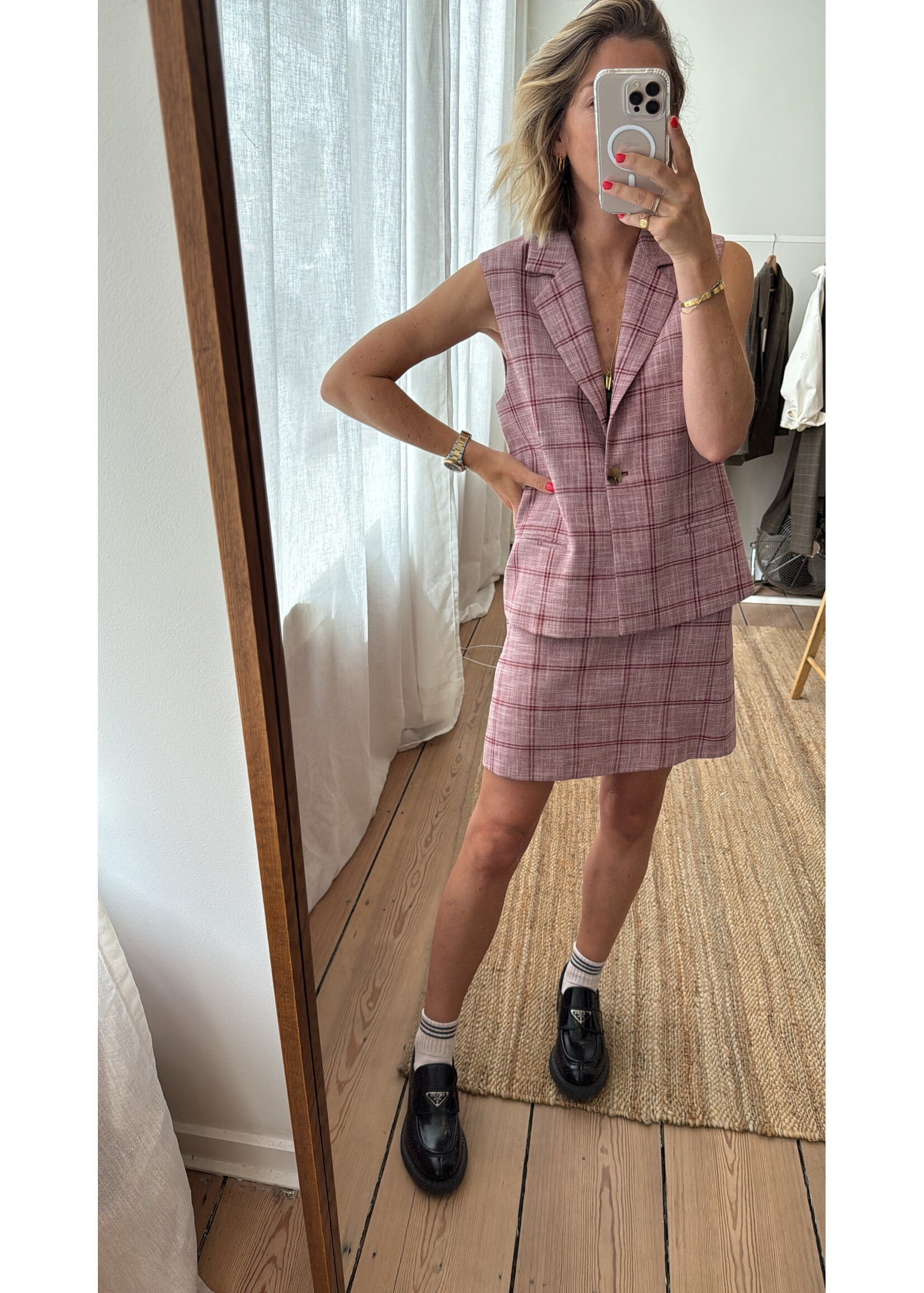 LIVTHELABEL LTL MAGGIE SKIRT BURGUNDY CHECKED