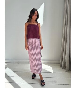 LIVTHELABEL LTL CAMERON CROPPED TOP BURGUNDY LINEN