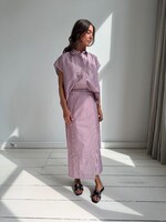 LIVTHELABEL LTL PIXIE WRAP SKIRT PINK/BURGUNDY STRIPES