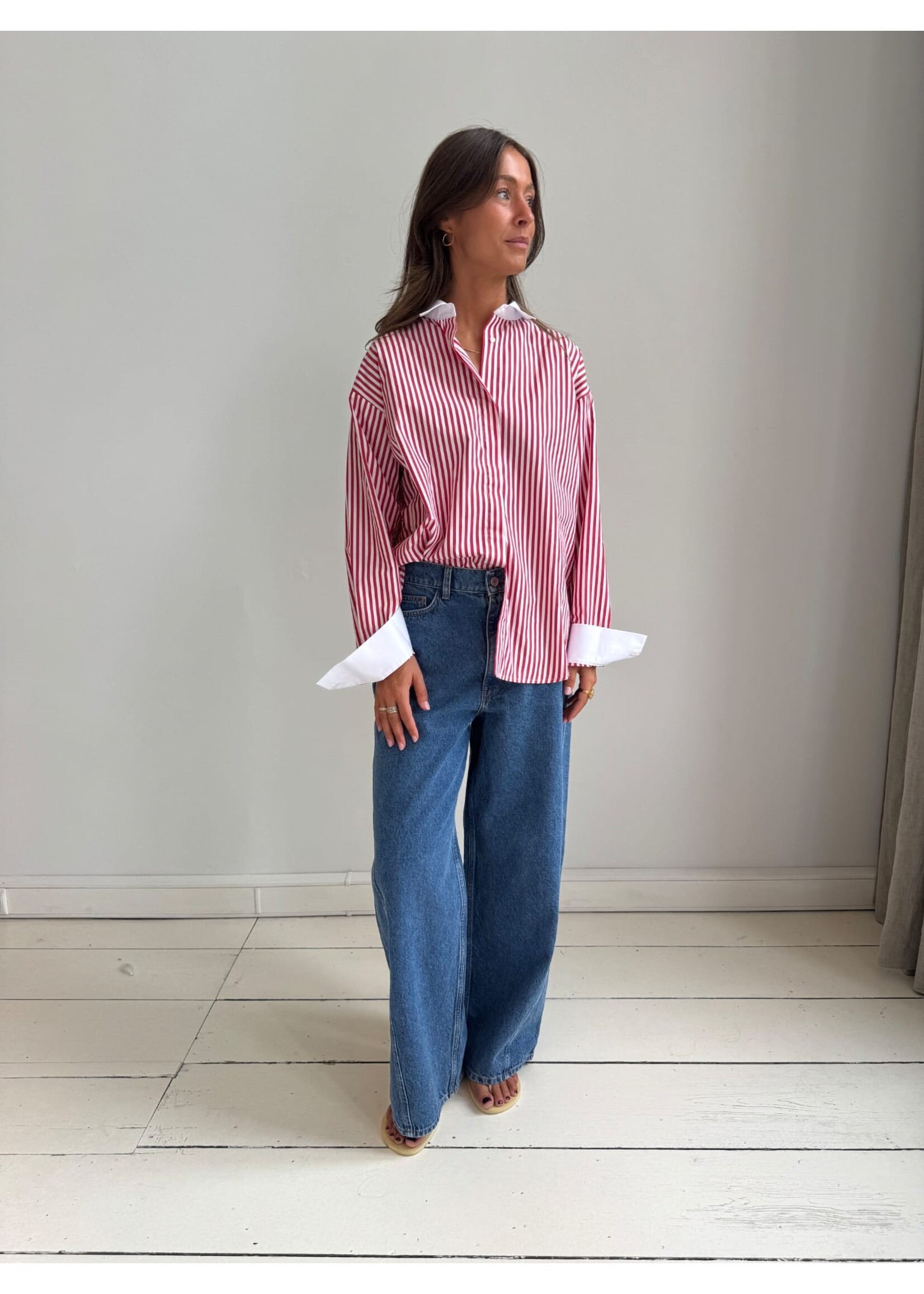 LIVTHELABEL LTL MAX SHIRT RED STRIPED