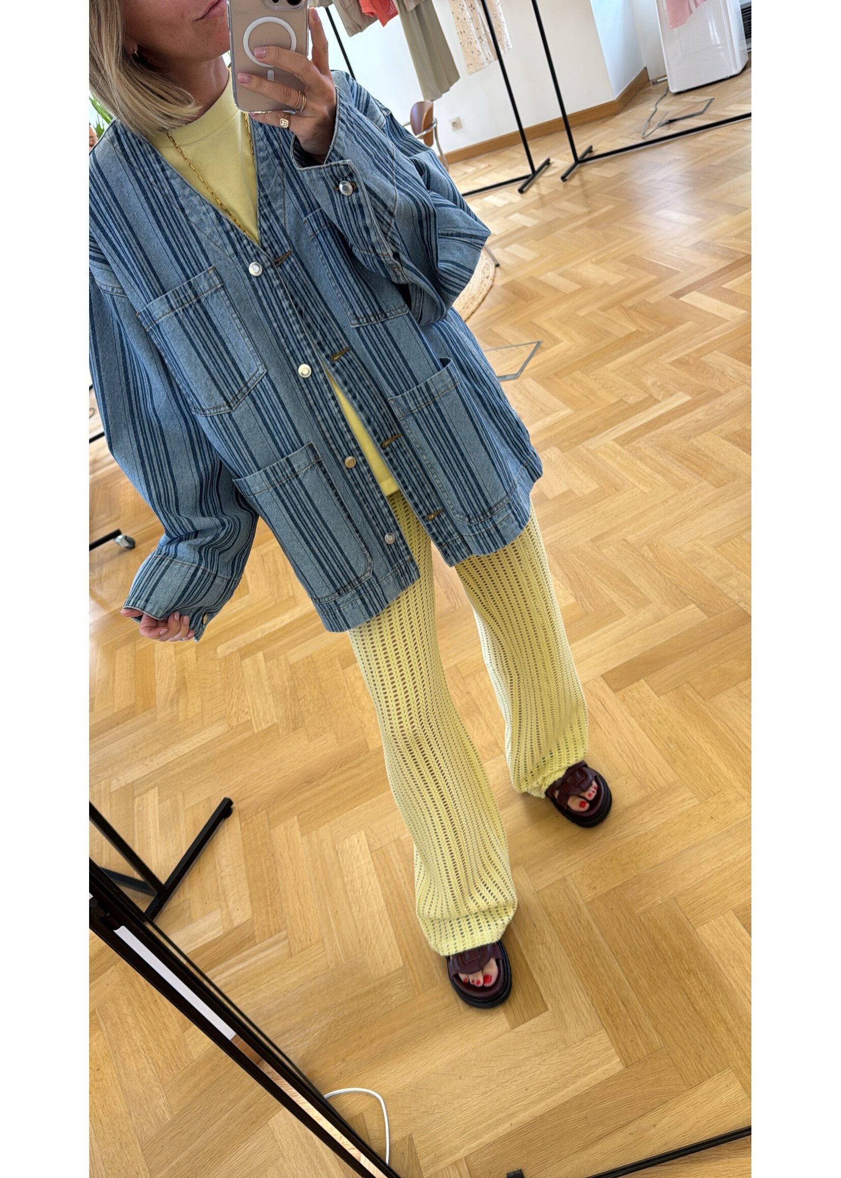 EDITED ED BEXLEY SHIRT LS BLUE DENIM STRIPE
