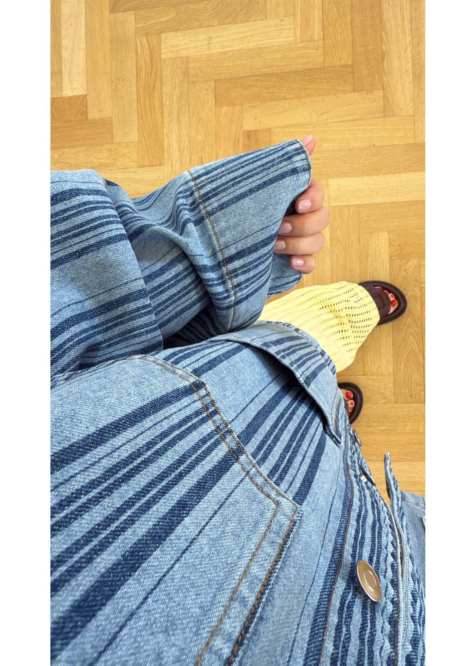 EDITED ED BEXLEY SHIRT LS BLUE DENIM STRIPE