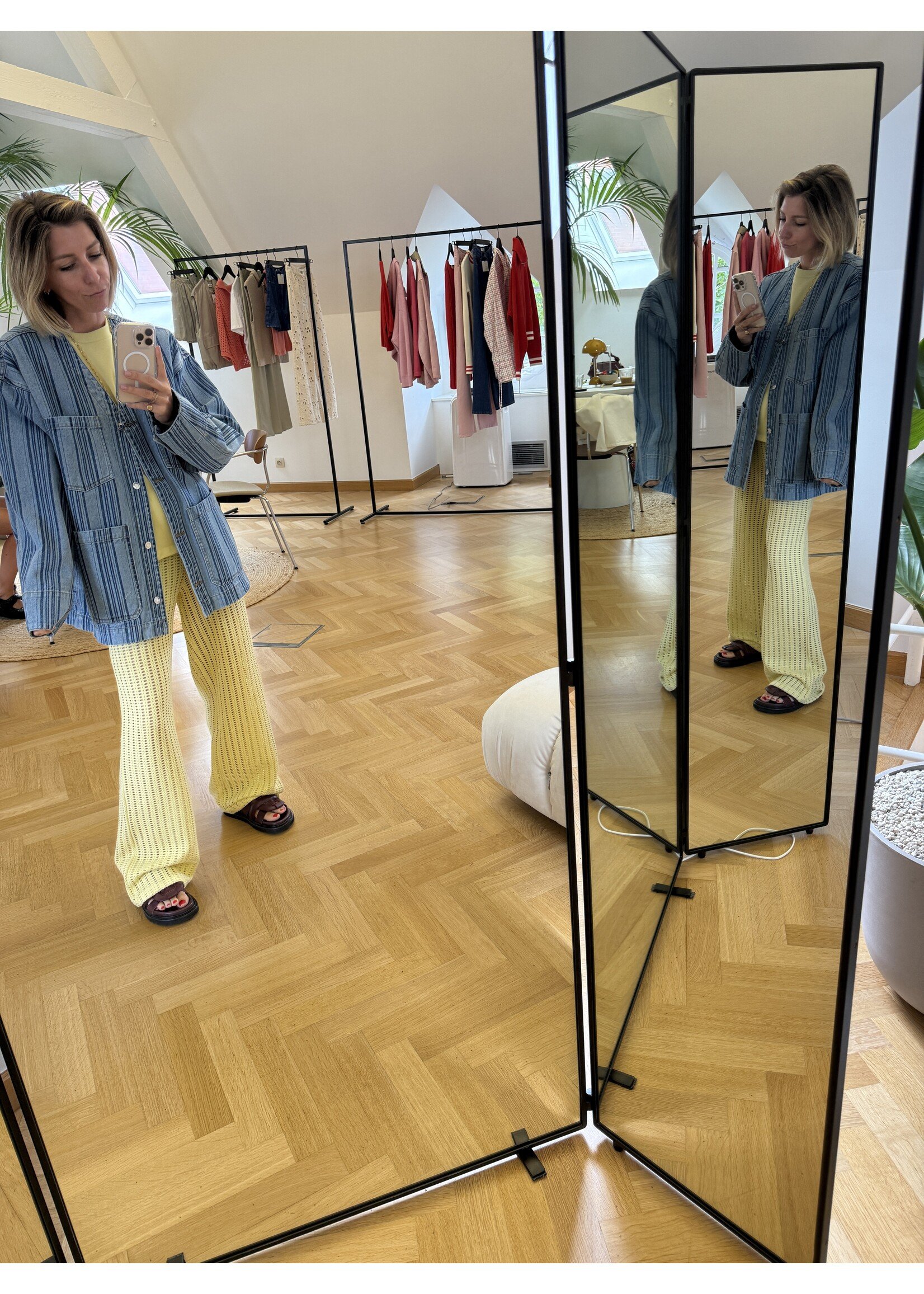 EDITED ED BEXLEY SHIRT LS BLUE DENIM STRIPE