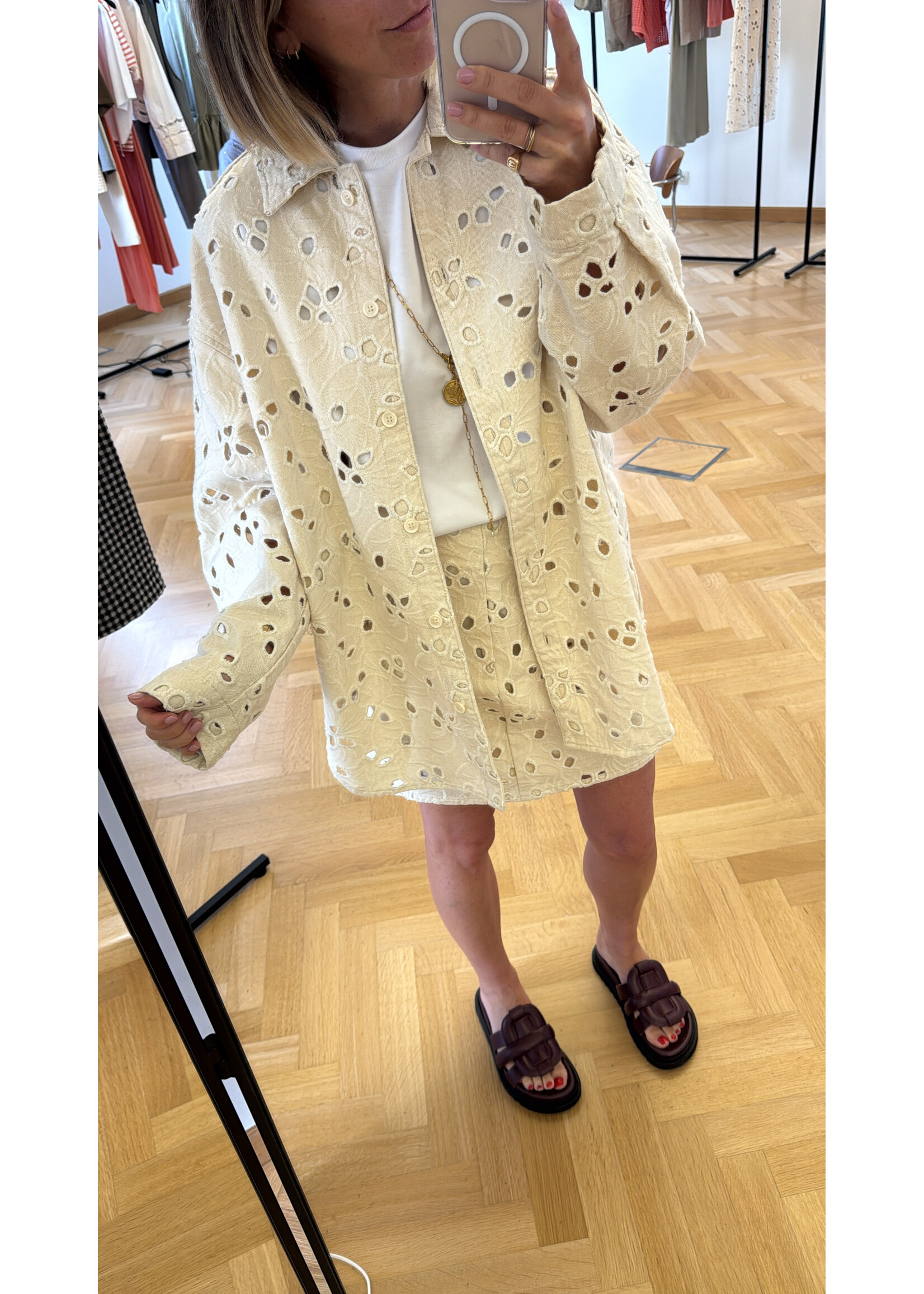 EDITED ED JOSIE DENIM SKIRT NATURAL BEIGE