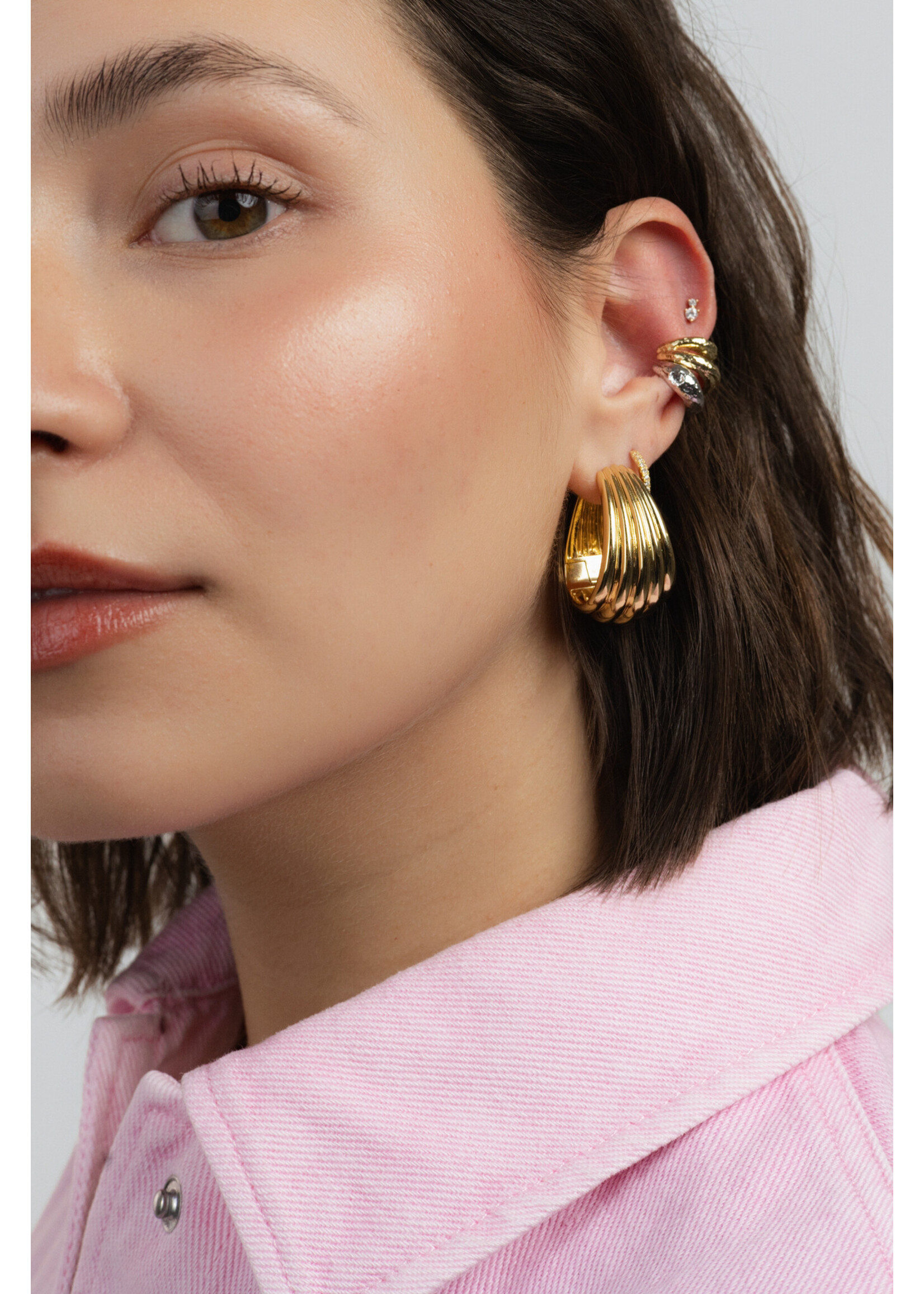 LES SOEURS LS EARCUFF JUNE DOUBLE GOUD