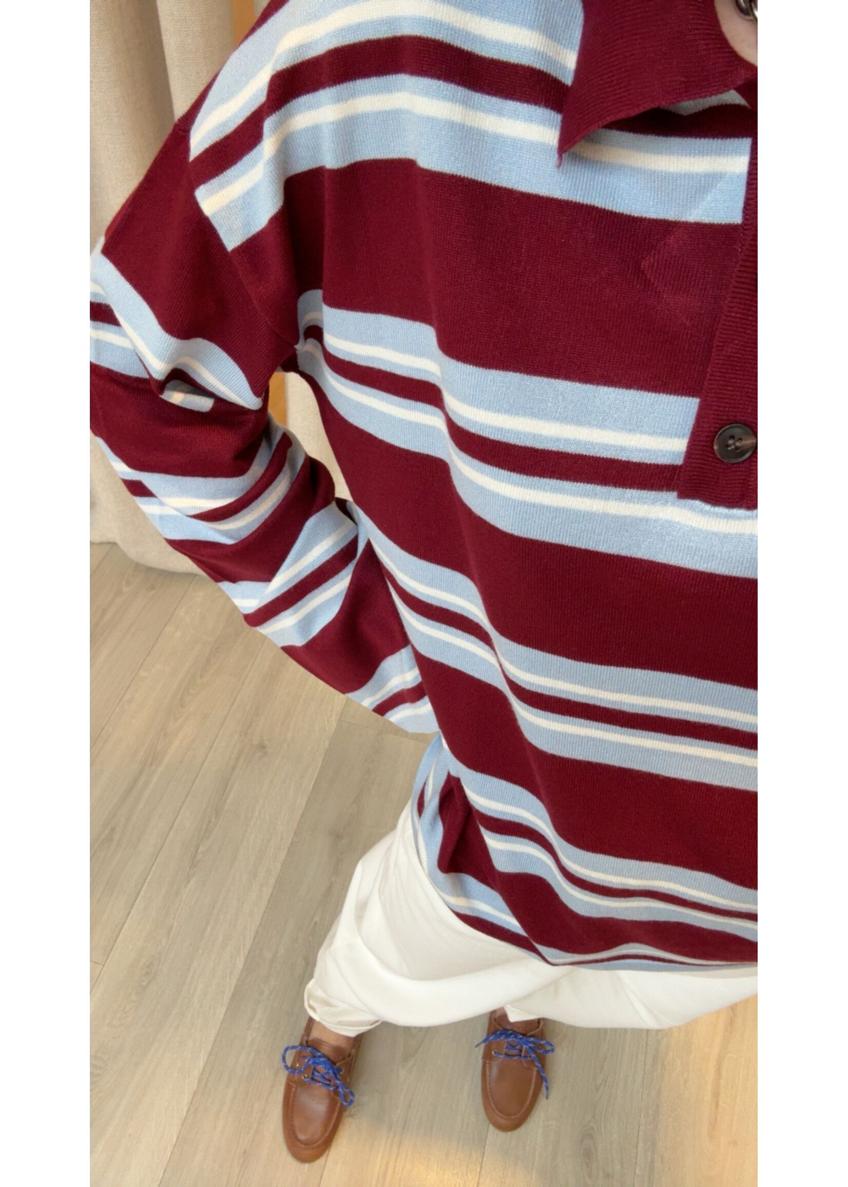 YAS YASABELLE LS POLO KNIT RHODODENDRON STRIPES