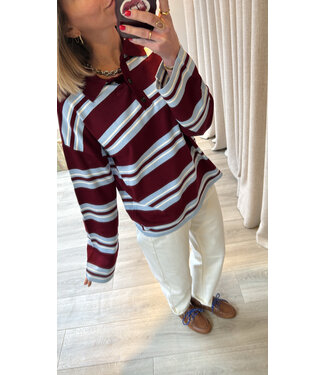 YAS YASABELLE LS POLO KNIT RHODODENDRON STRIPES