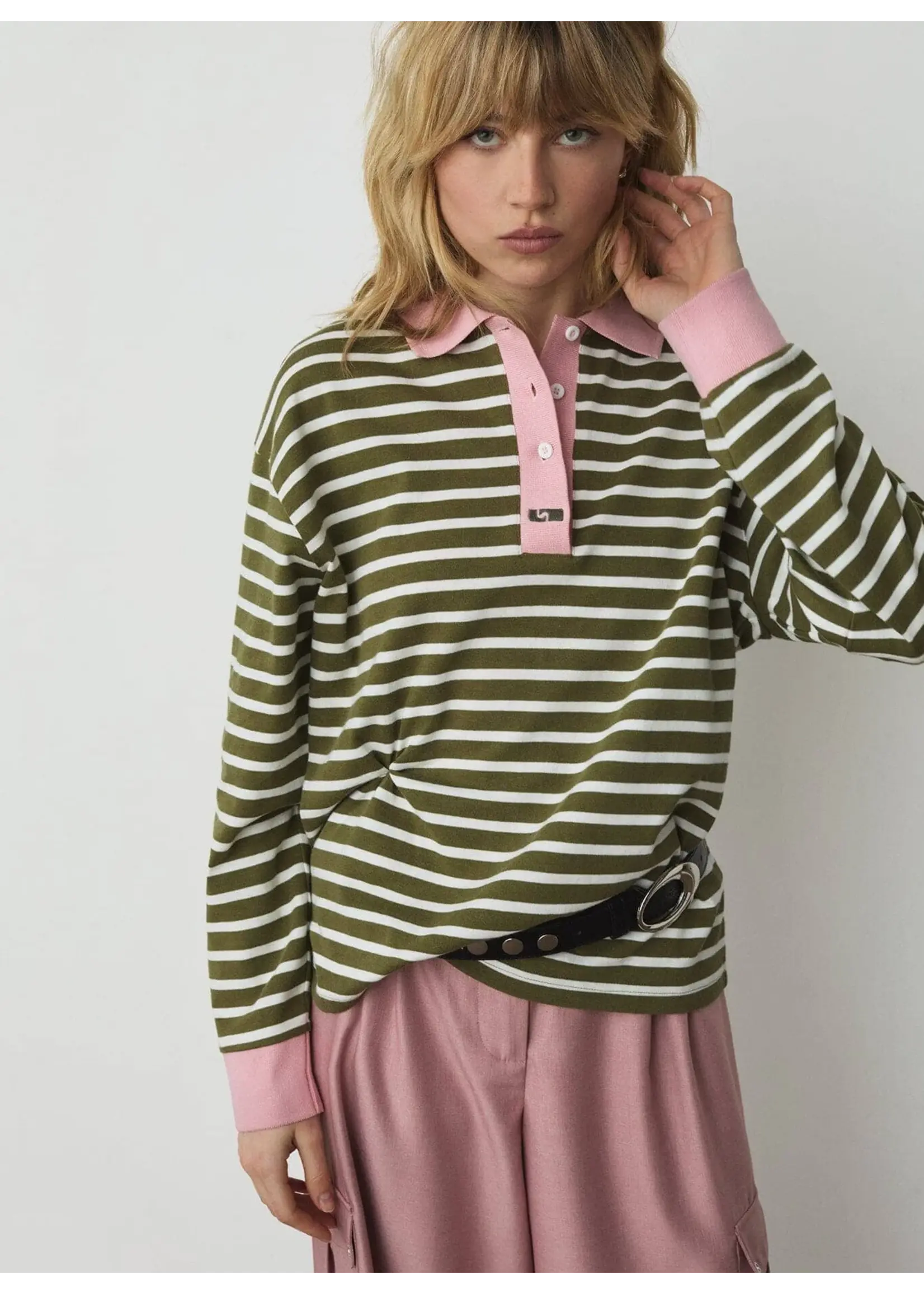 LAAGAM LA DUSE LS POLO KHAKI STRIPED