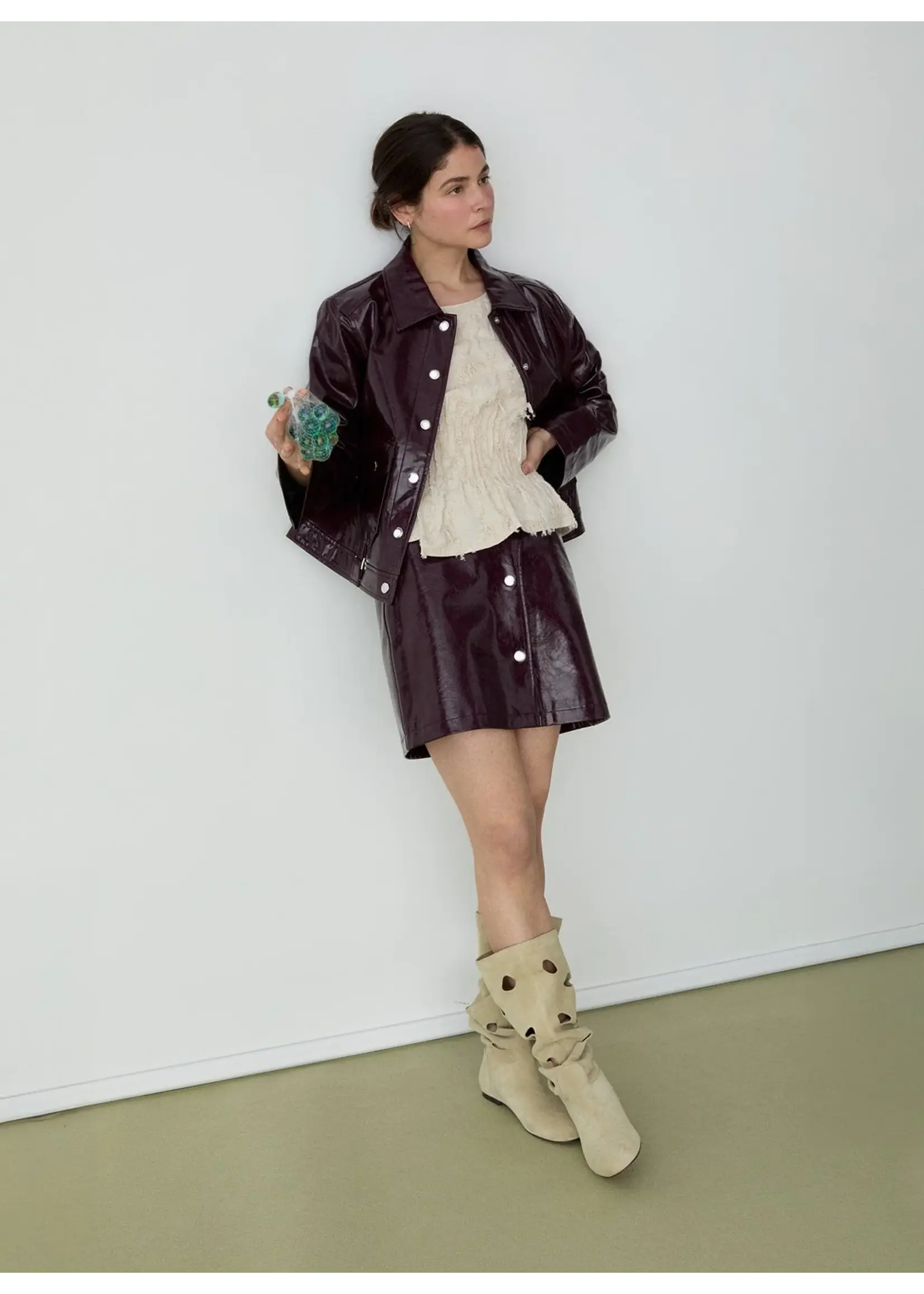 LAAGAM LA LENA SHORT SKIRT PLUM