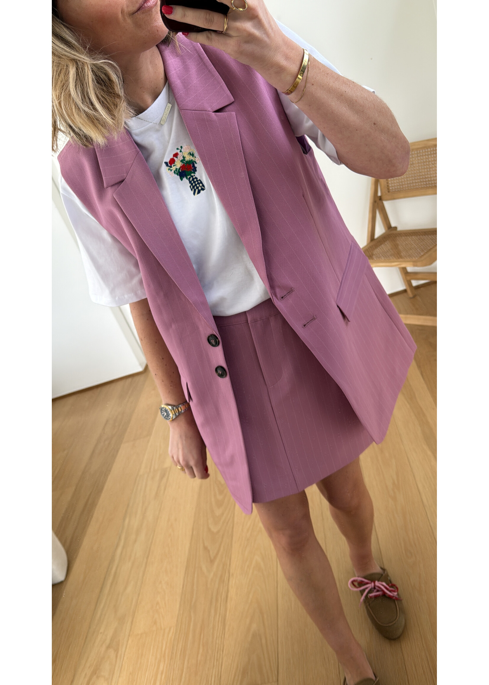 YAS YASTUMLA SL WAISTCOAT MOONLITE MAUVE/WHITE