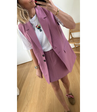 YAS YASTUMLA SL WAISTCOAT MOONLITE MAUVE/WHITE
