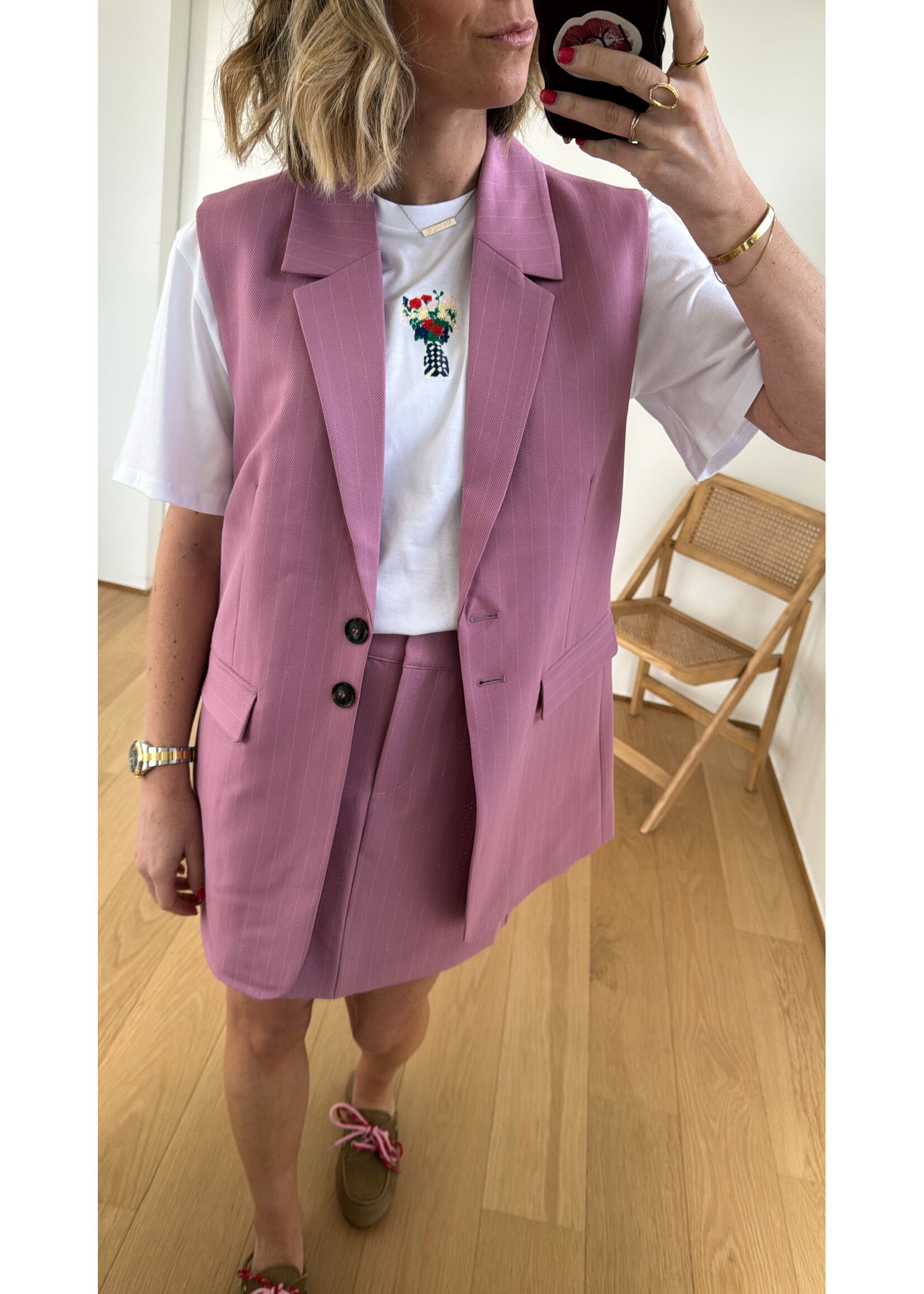 YAS YASTUMLA SL WAISTCOAT MOONLITE MAUVE/WHITE