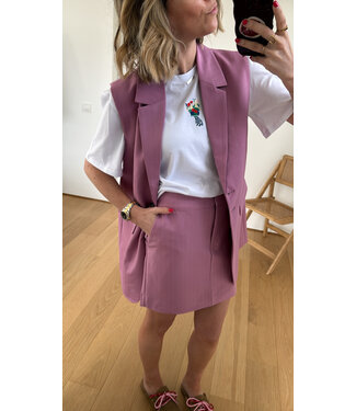 YAS YASTUMLA HW SHORT SKIRT MOONLITE MAUVE/WHITE