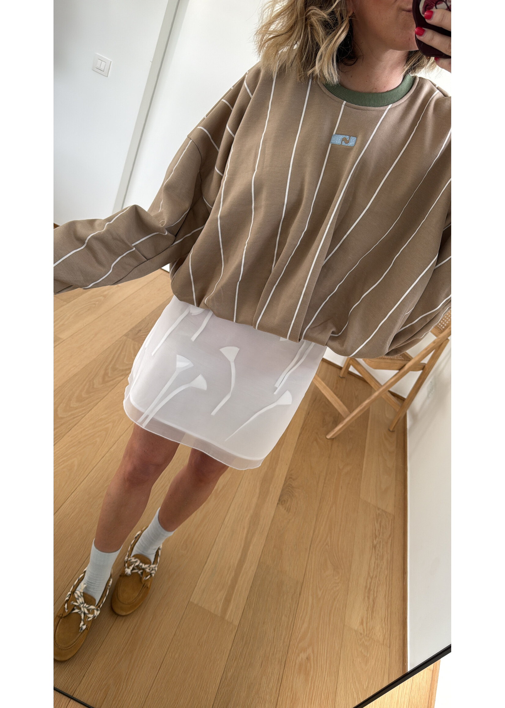 LAAGAM LA KELLY SWEAT BEIGE STRIPED