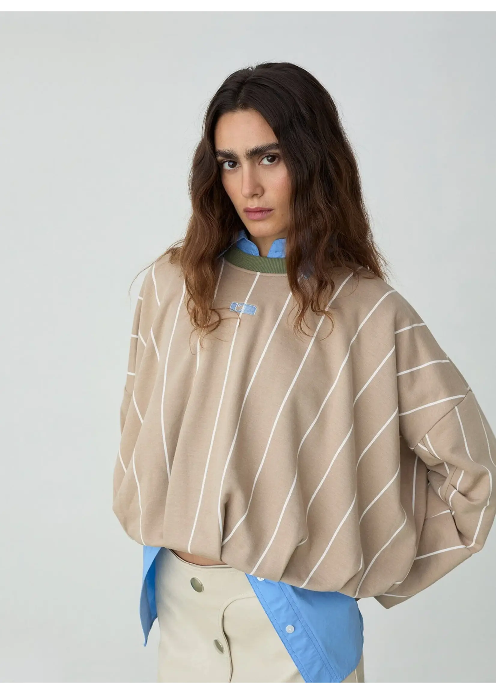 LAAGAM LA KELLY SWEAT BEIGE STRIPED