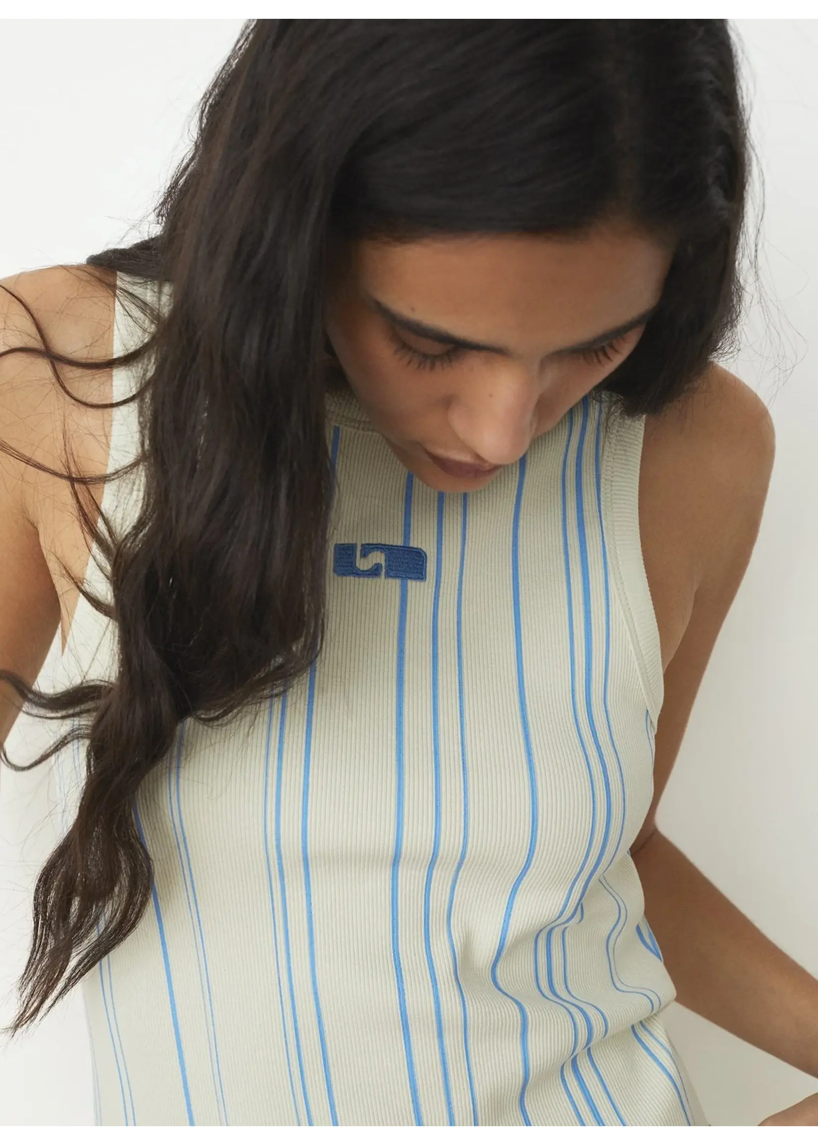 LAAGAM LA LOGO TANK TOP BLUE STRIPED