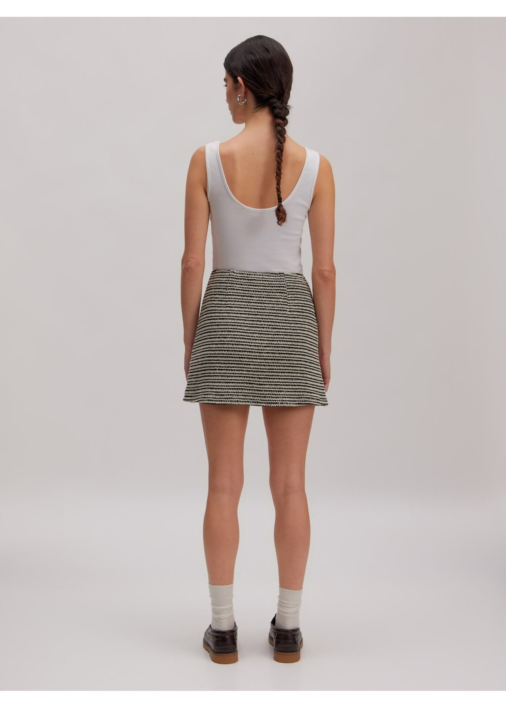 EDITED ED SHAILA MINI SKIRT STRIPES BLACK + CREAM