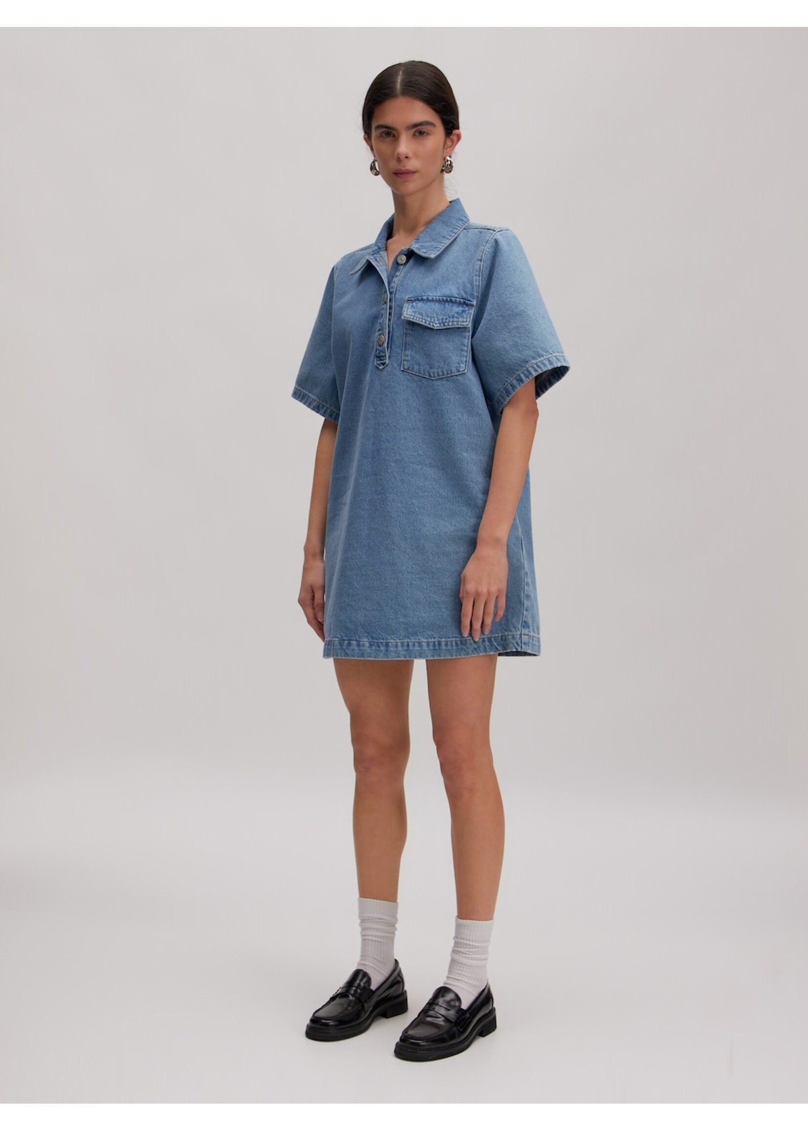 EDITED ED ASTA DENIM DRESS SS LIGHT BLUE