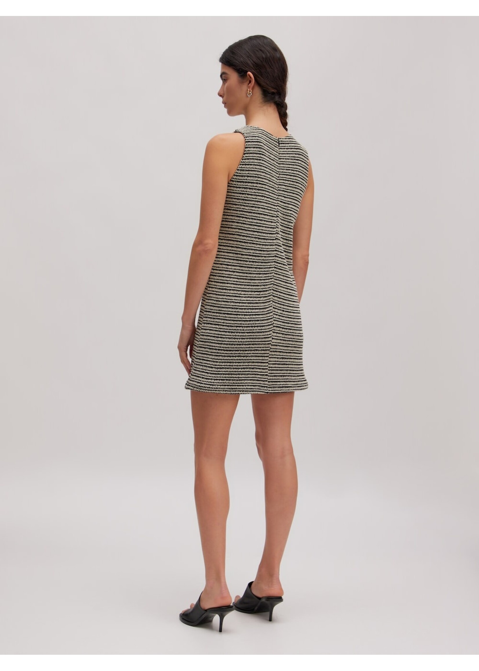 EDITED ED BENEDICTA DRESS SL STRIPES BLACK + CREAM