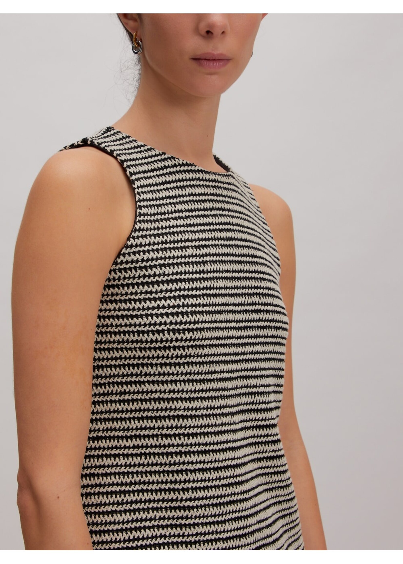 EDITED ED BENEDICTA DRESS SL STRIPES BLACK + CREAM