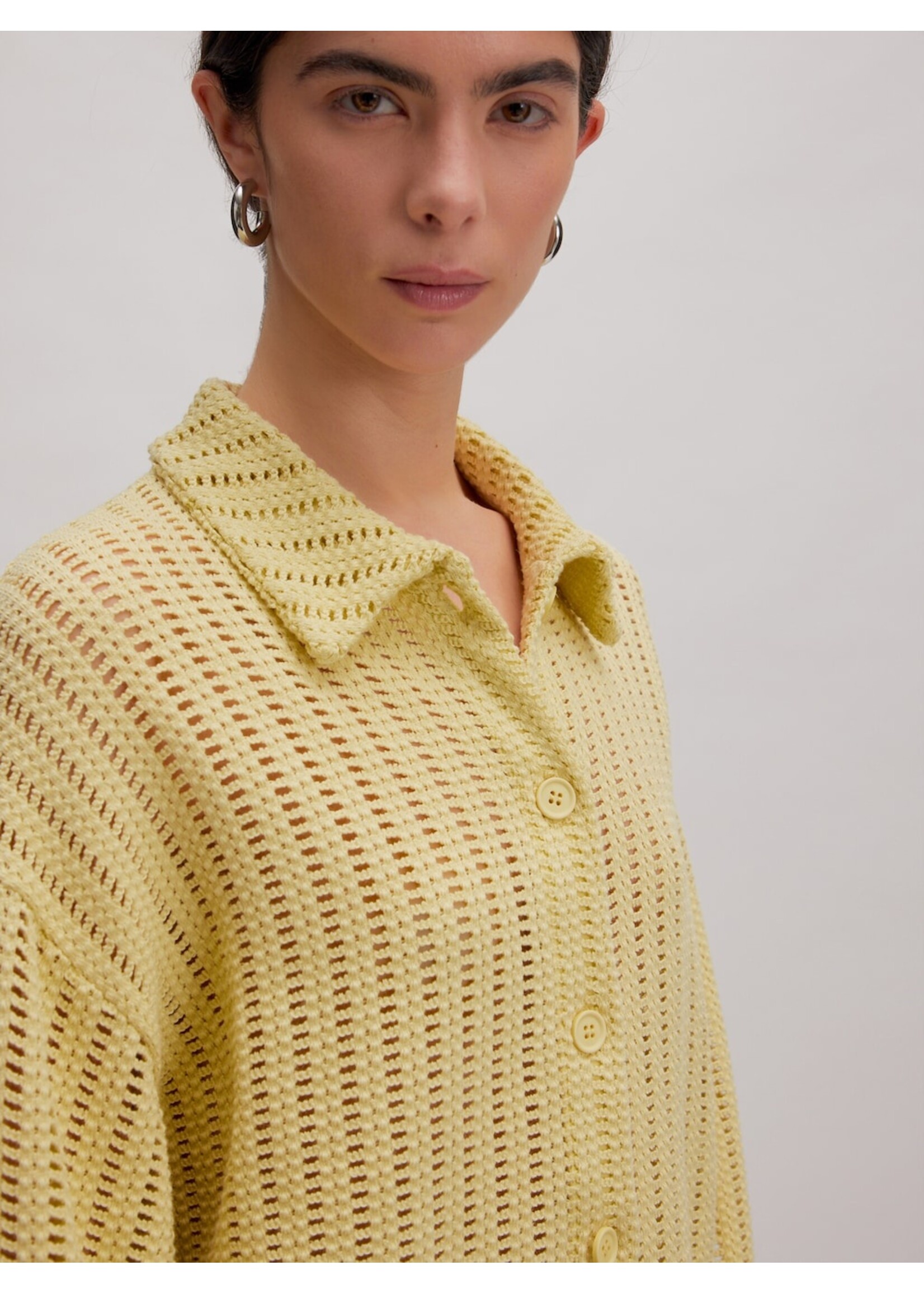 EDITED ED NEO POLO SHIRT LS DUSTY YELLOW