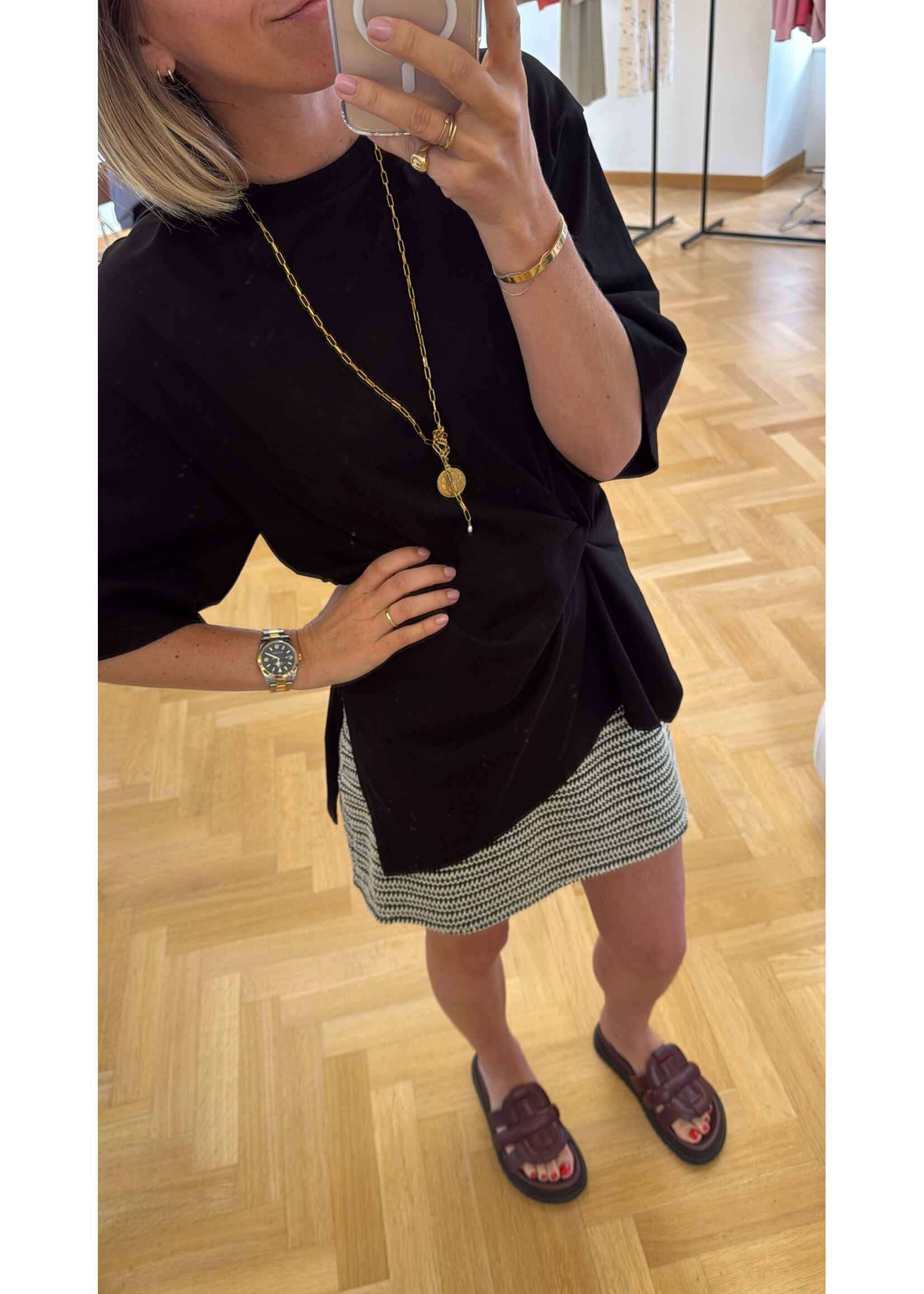 EDITED ED SHAILA MINI SKIRT STRIPES BLACK + CREAM