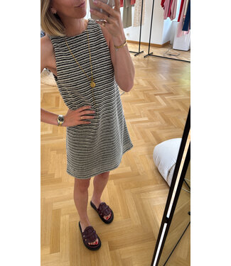 EDITED ED BENEDICTA DRESS SL STRIPES BLACK + CREAM