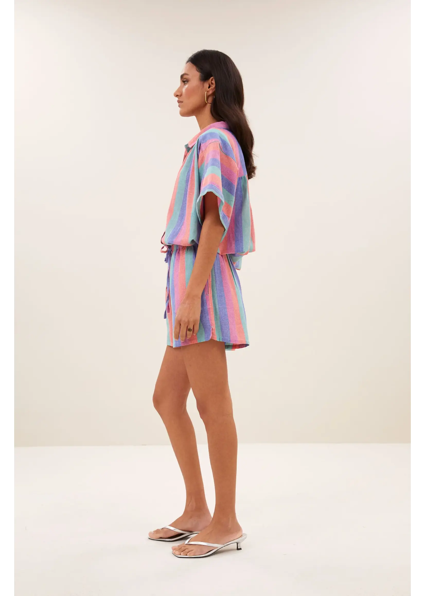 BY-BAR BB SUNNY SS BLOUSE RAINBOW STRIPE