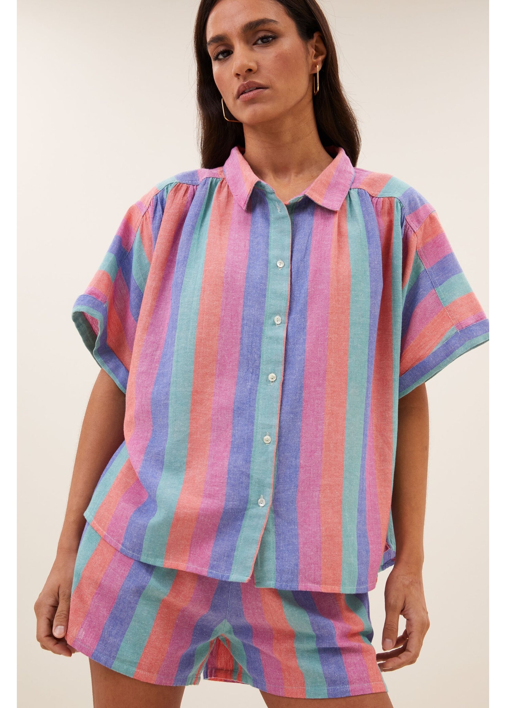 BY-BAR BB SUNNY SS BLOUSE RAINBOW STRIPE
