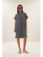 BY-BAR BB HELLA LINEN SS DRESS CHARCHOAL