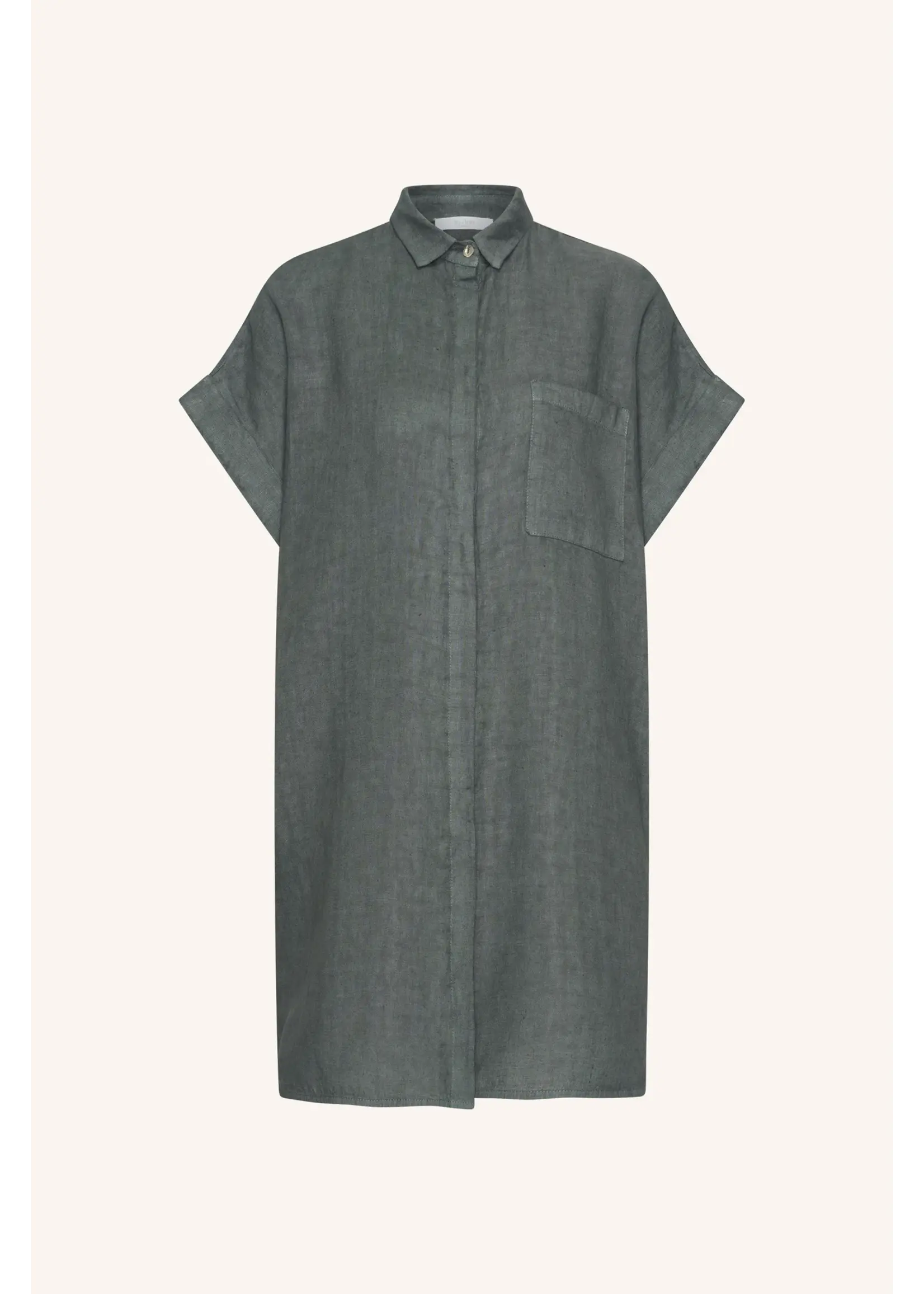 BY-BAR BB HELLA LINEN SS DRESS CHARCHOAL