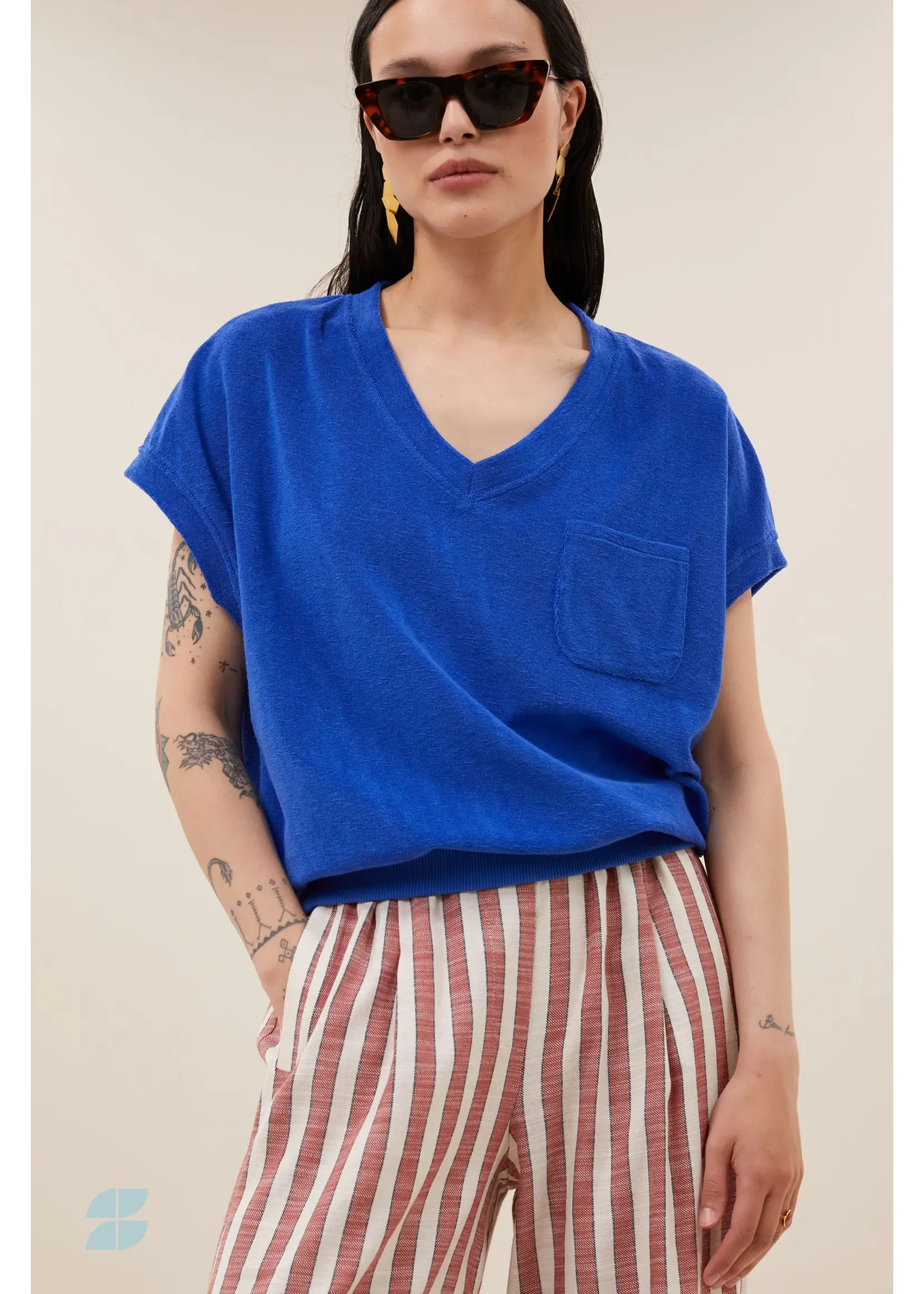 BY-BAR BB TYLER SLUB TOP AZUL BLUE