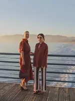 LES SOEURS LS LINA KNITTED TROUSERS STRIPED BORDEAUX/ECRU