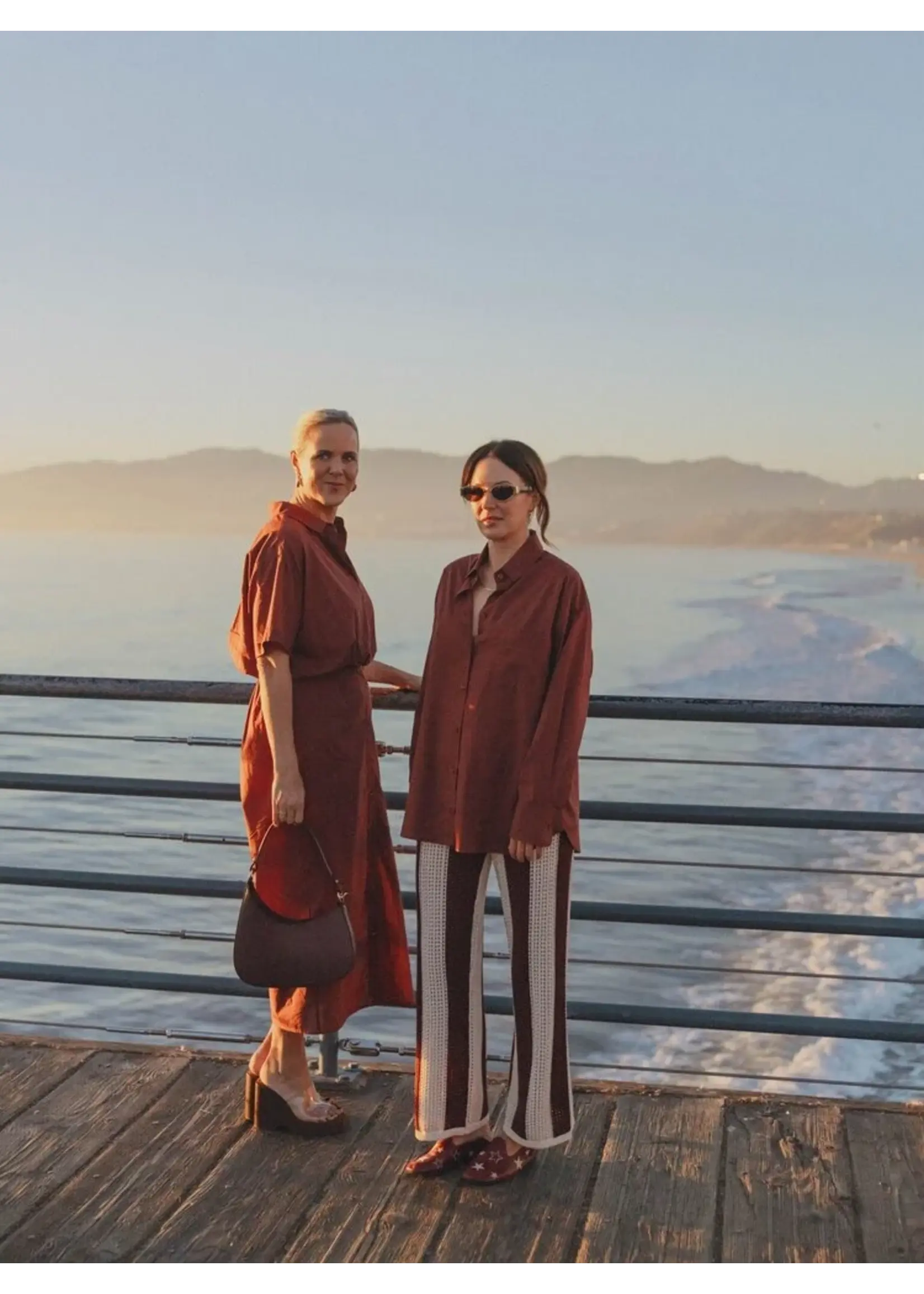 LES SOEURS LS LINA KNITTED TROUSERS STRIPED BORDEAUX/ECRU