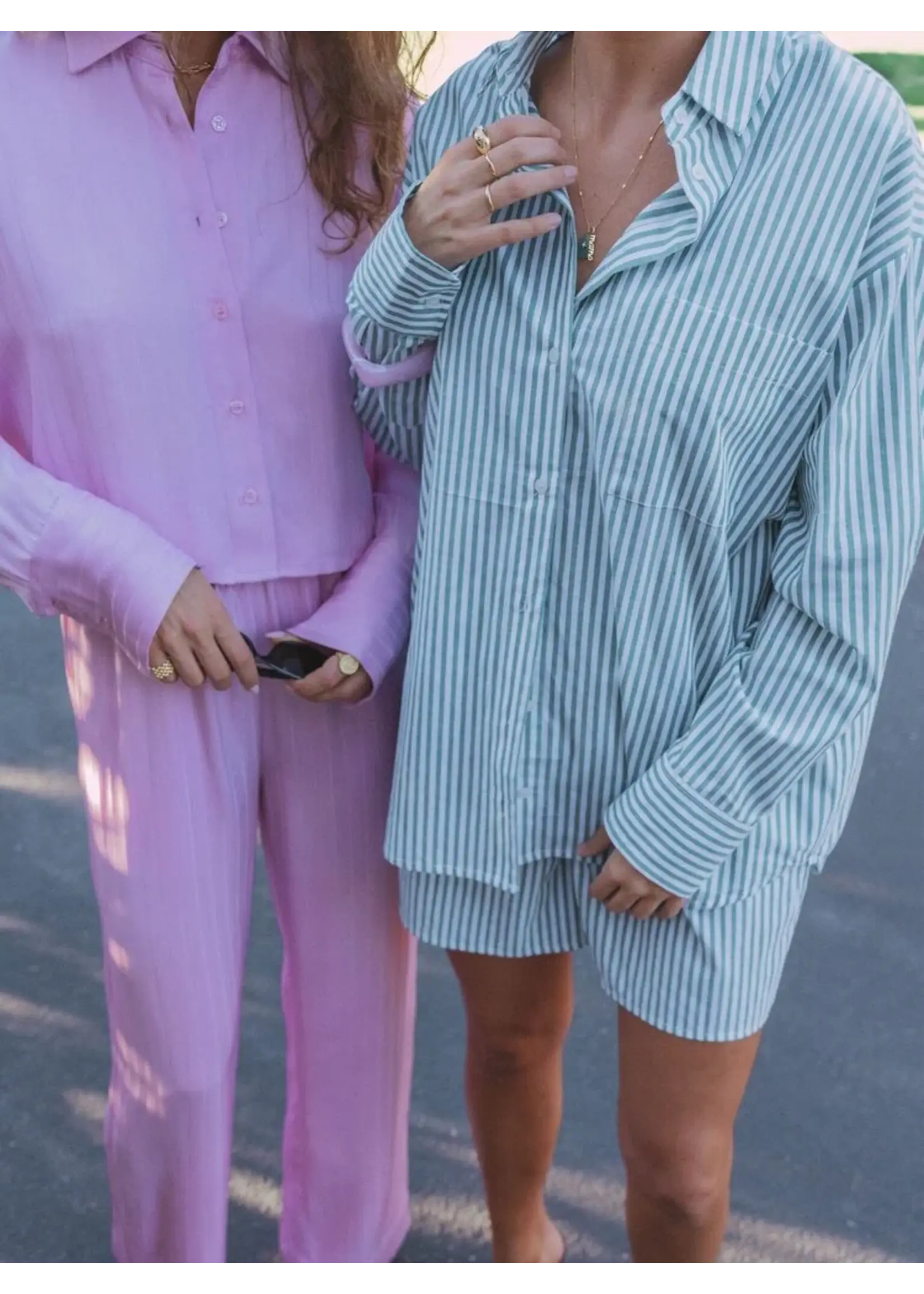 LES SOEURS LS YARA SHIRT STRIPED GREEN WHITE