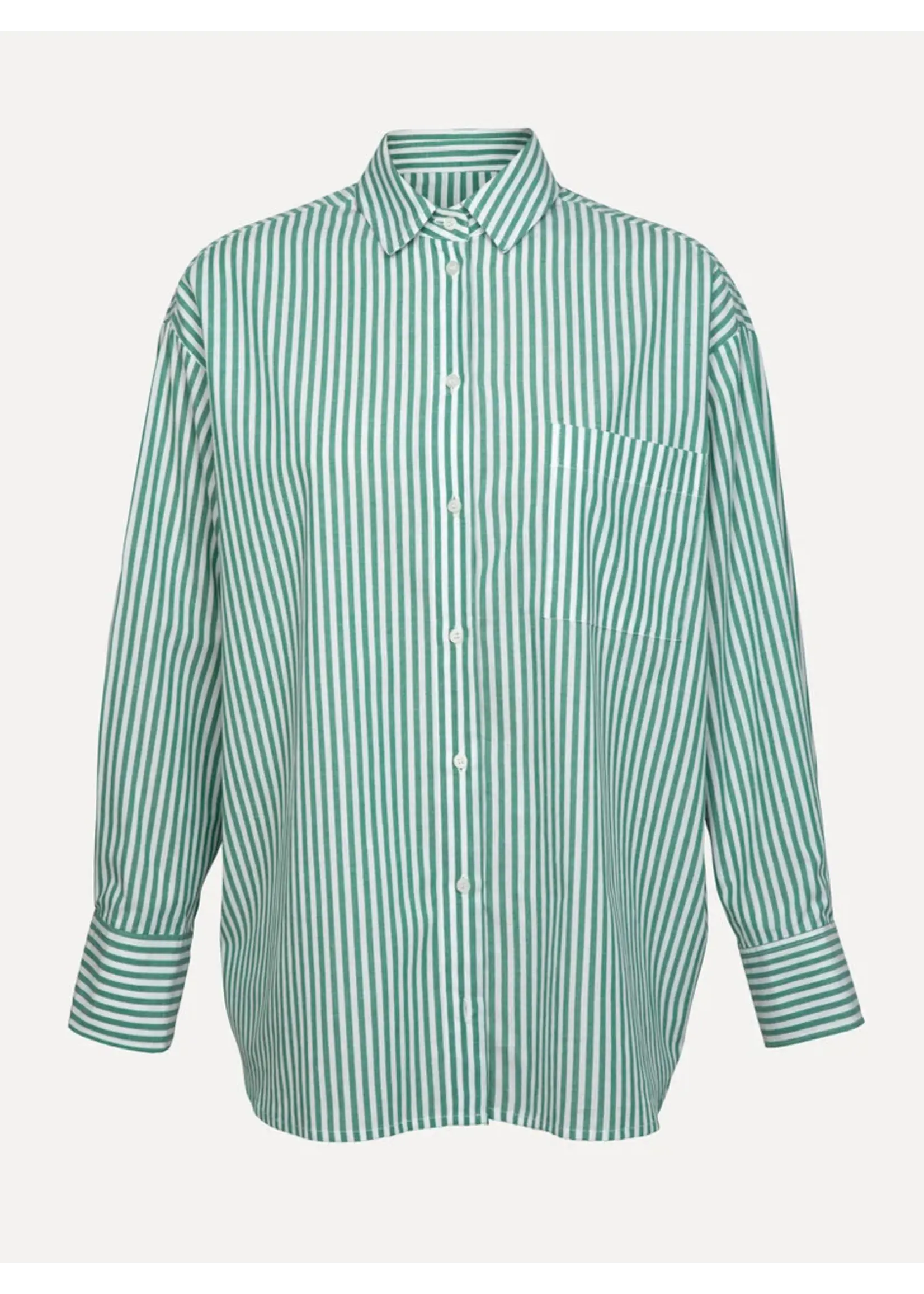 LES SOEURS LS YARA SHIRT STRIPED GREEN WHITE